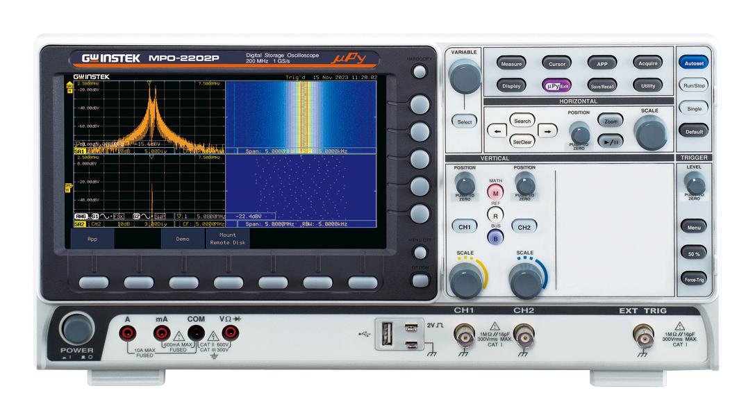 Gw Instek 01Mp222P00Gs Prog Oscilloscope, 200Mhz, 2 Ch, 1Gsps