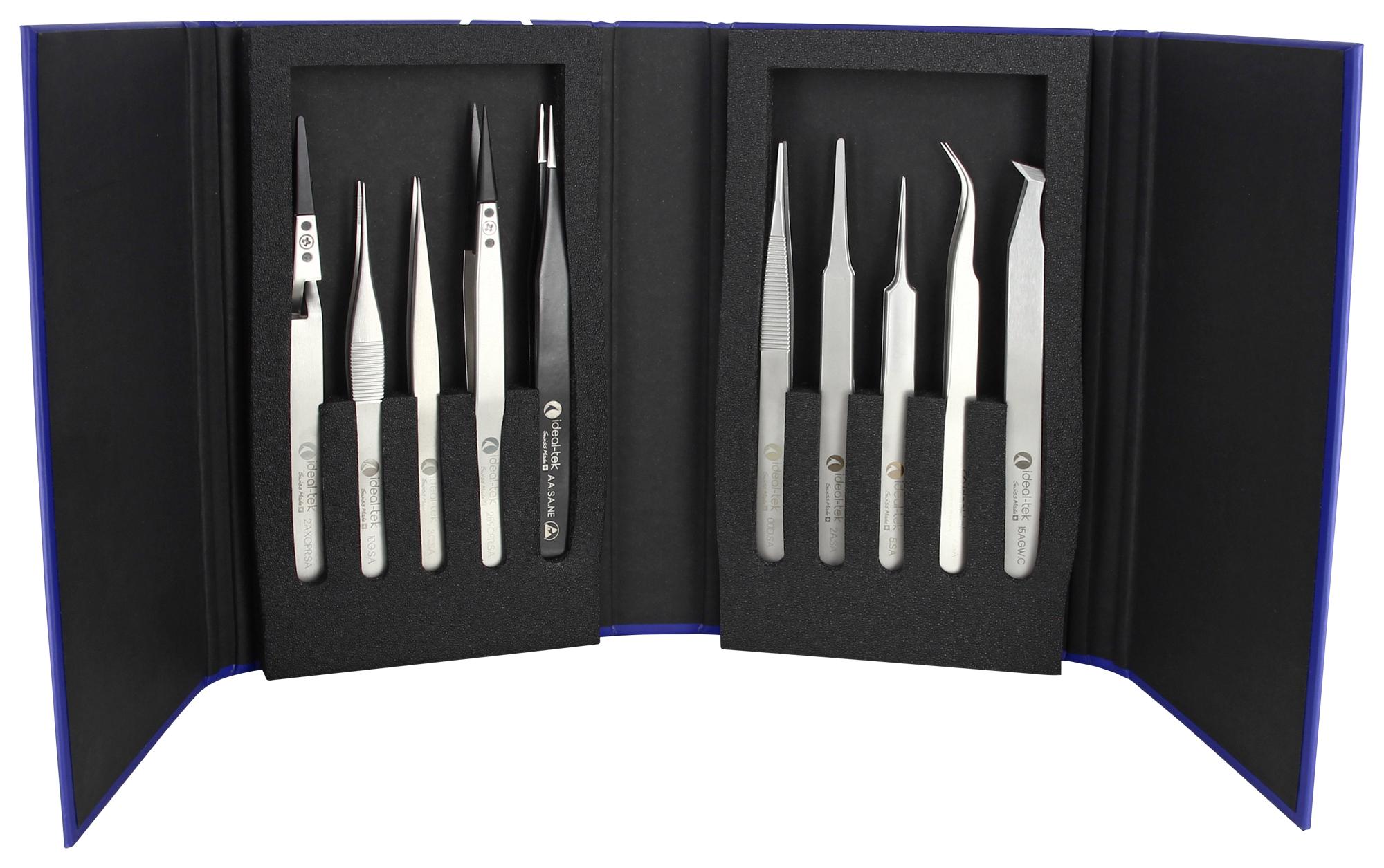 Ideal-Tek K10Hp.it Tweezer Kit, Hp, 10Pc, Stainless Steel