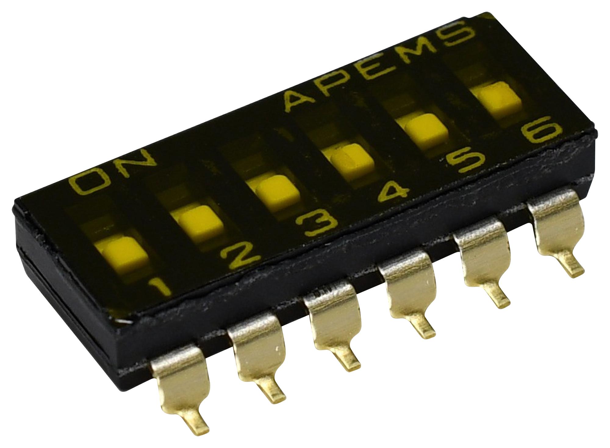 Apem Ikd0603000 Dip Sw, 6Ckt, Spst-No, 0.025A/24Vdc, Smd