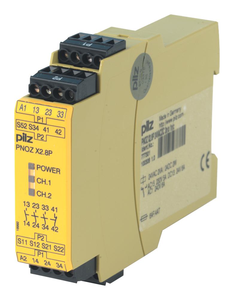 Pilz 777301 Relay, Safety, 3Pst-No, 240Vac, 6A