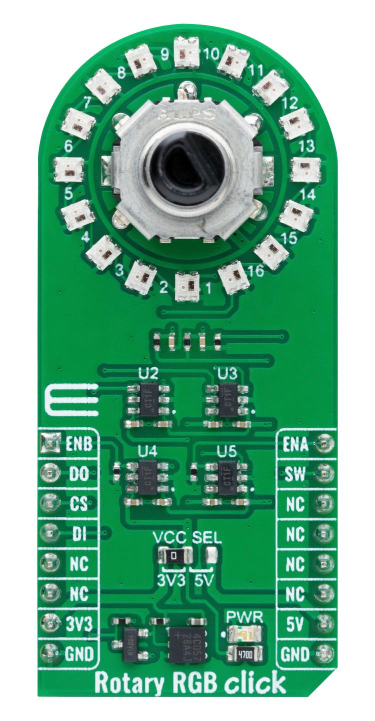 Mikroelektronika Mikroe-6067 Rotary Rgb Click Add-On Board, Gpio