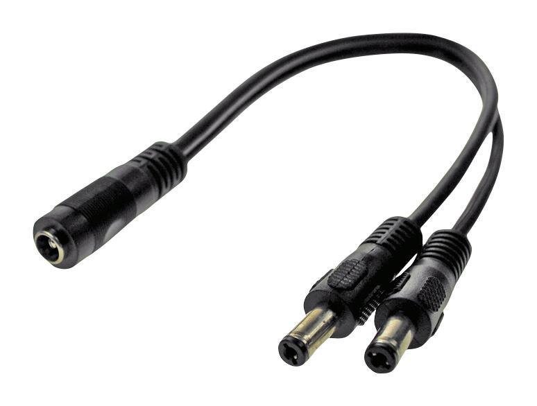 Multicomp Pro Mp014088 Barrel Pwr Cord, 2X 2.1Mm Plug-Rcpt, Blk