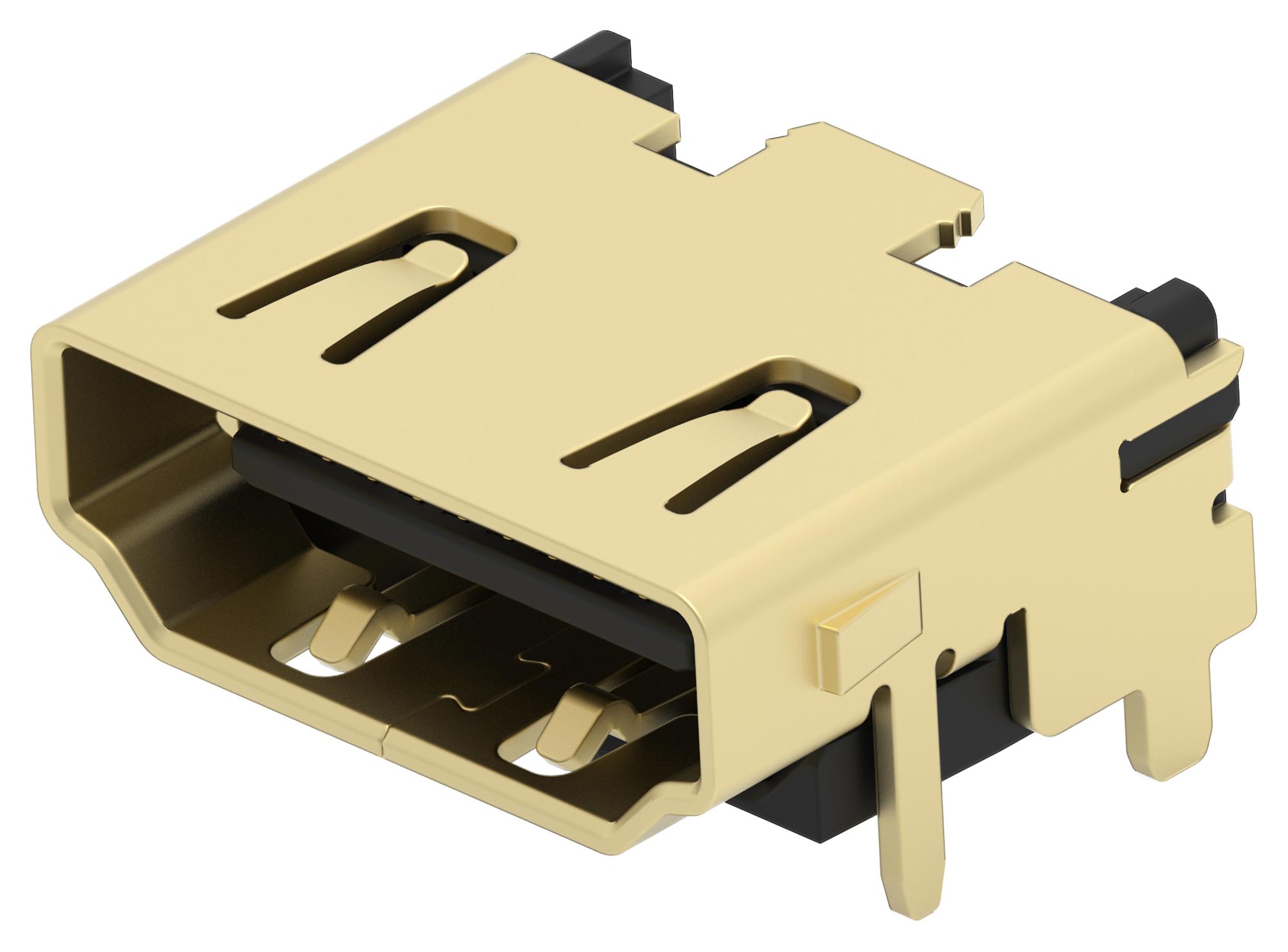 Te Connectivity 2485396-1 Hdmi Conn, R/a Rcpt, 19Pos, Pcb