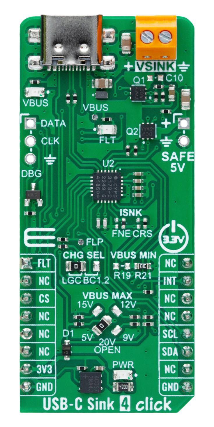 Mikroelektronika Mikroe-6174 Usb-C Sink 4 Click Add-On Board, 3.3V