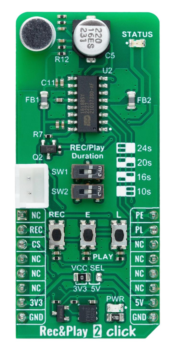 Mikroelektronika Mikroe-6167 Rec&play 2 Click Add-On Board, 3.3V/5V