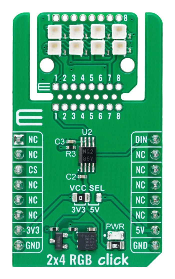 Mikroelektronika Mikroe-6378 2X4 Rgb Click Add-On Board, 3.3V/5V