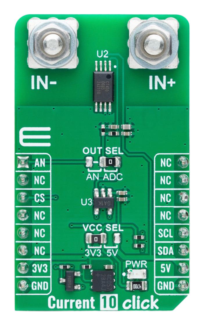 Mikroelektronika Mikroe-6385 Current 10 Click Add-On Board, 3.3V/5V