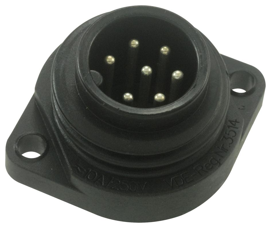 Hirschmann Ca6Gs Circular Connector, Plug, 6+E Way, Panel