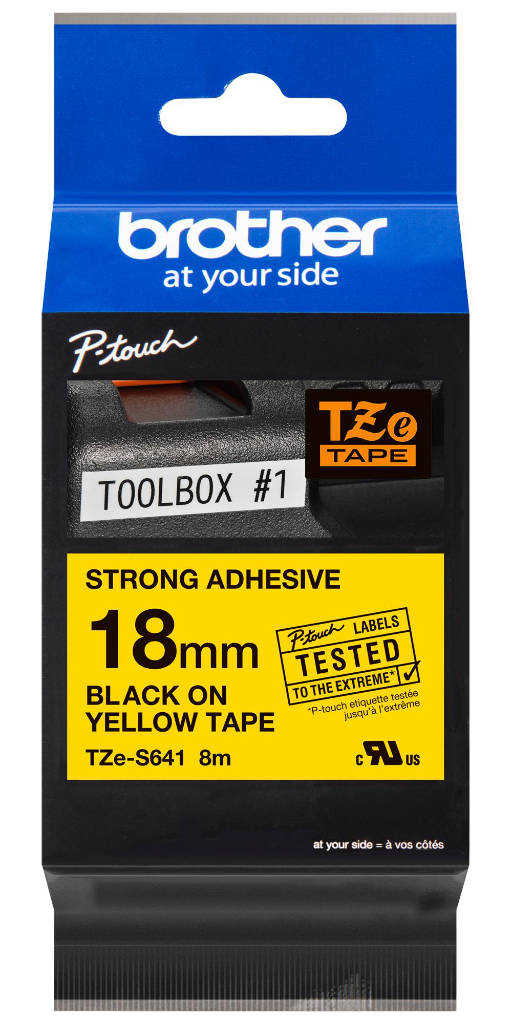 Brother Tze-S641 Tape, 18Mm, Black/yellow, S/adh