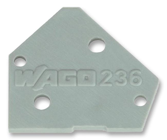 Wago 236-100 Terminal Block End Plate, Grey