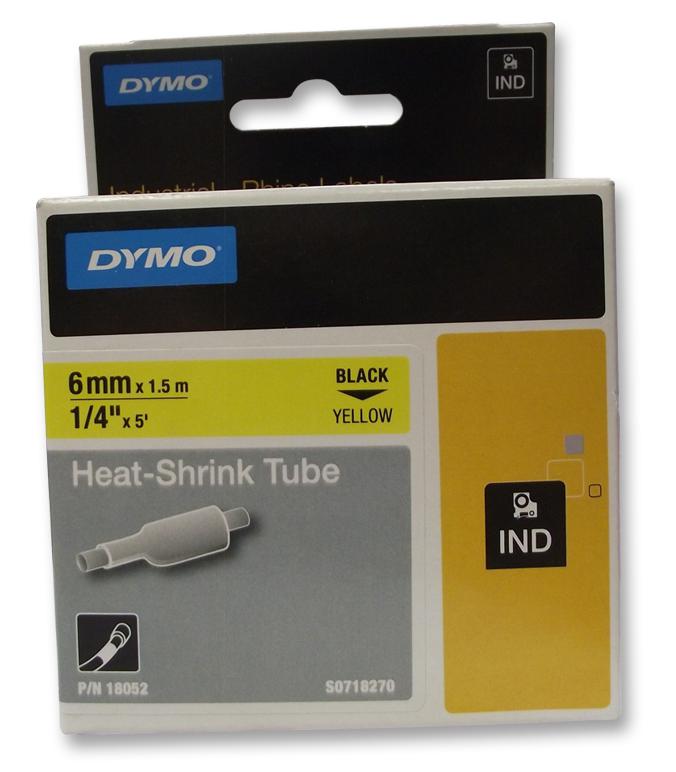 Dymo 18052 Tubing, Heat Shrink, 6Mmx1.5M, Yl