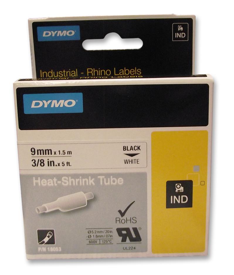 Dymo 18053 Tubing, Heat Shrink, 9Mmx1.5M, White