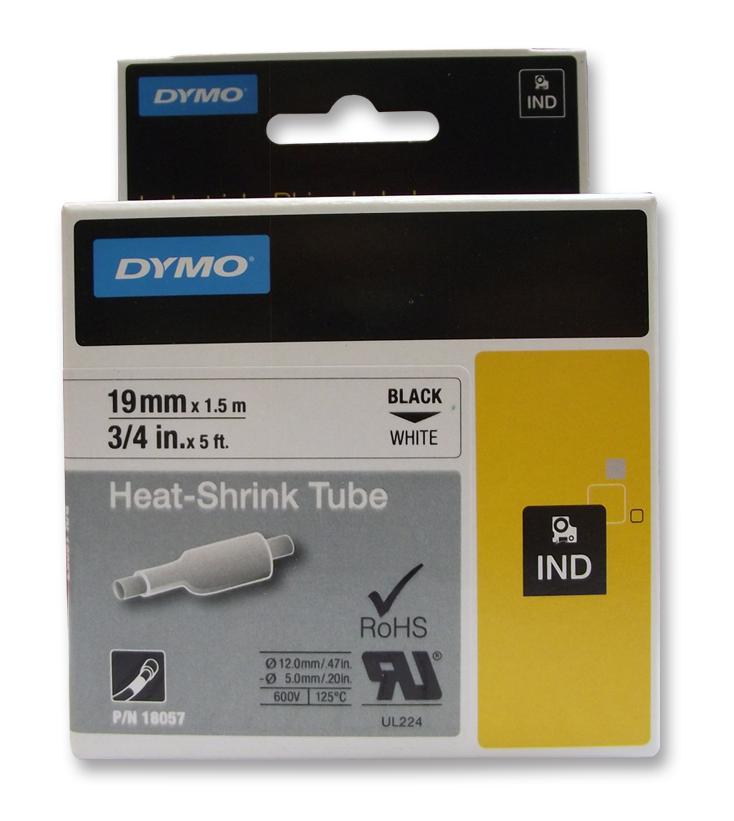 Dymo 18057 Tubing, Heat Shrink, 19Mmx1.5M, Wh