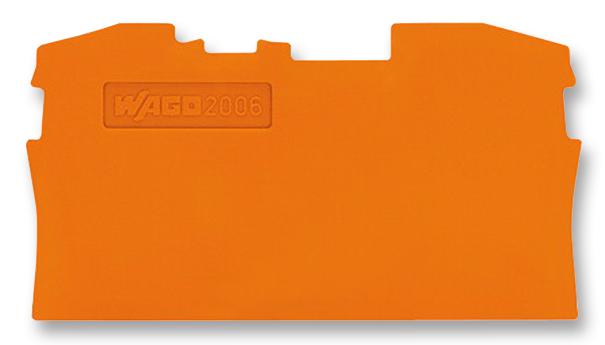 Wago 2006-1292 End Plate, For 2 Cond Tb, Orange