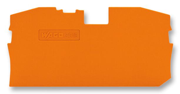 Wago 2016-1292 End Plate, For 2 Cond Tb, Orange