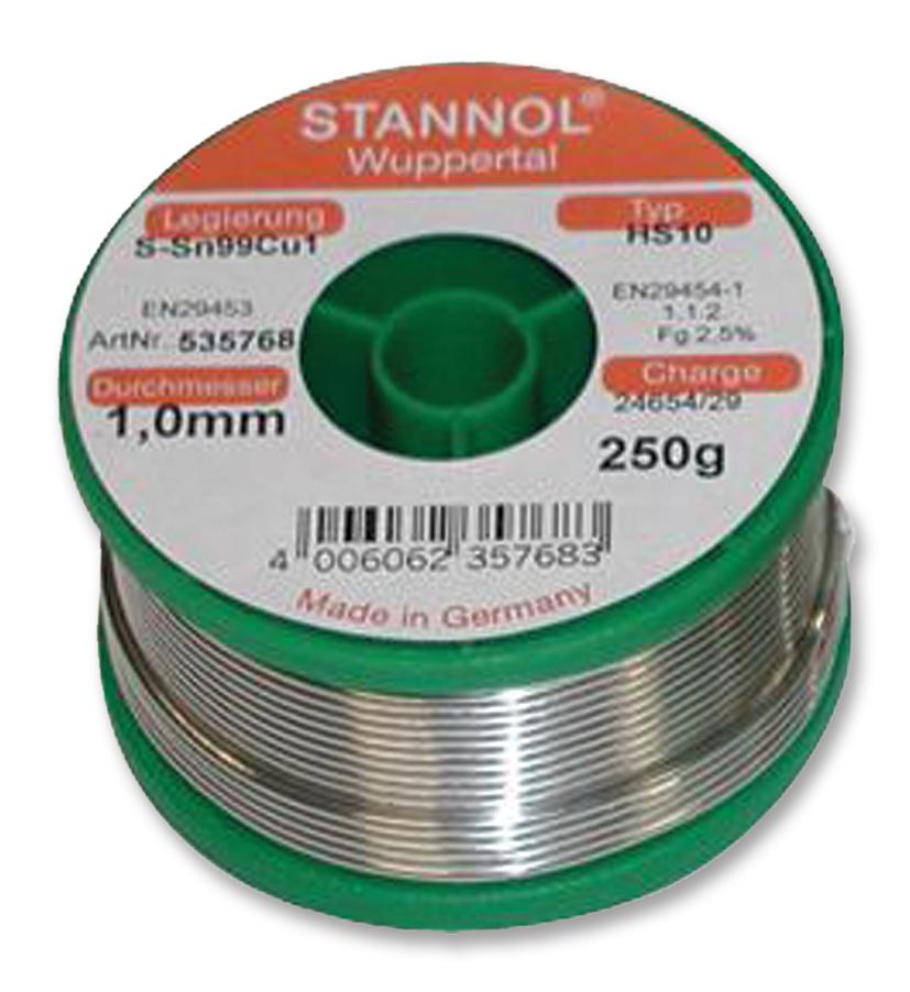 Stannol 535768 Solder Wire, Lead Free, 1.0Mm, 250G