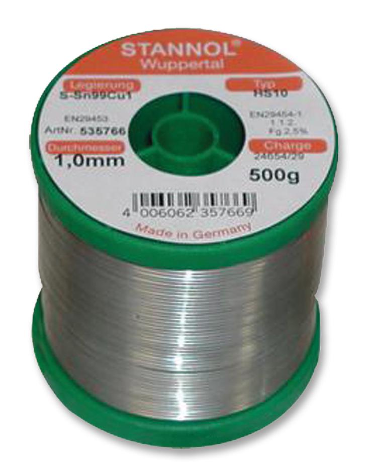 Stannol 535766 Solder Wire, Lead Free, 1.0Mm, 500G