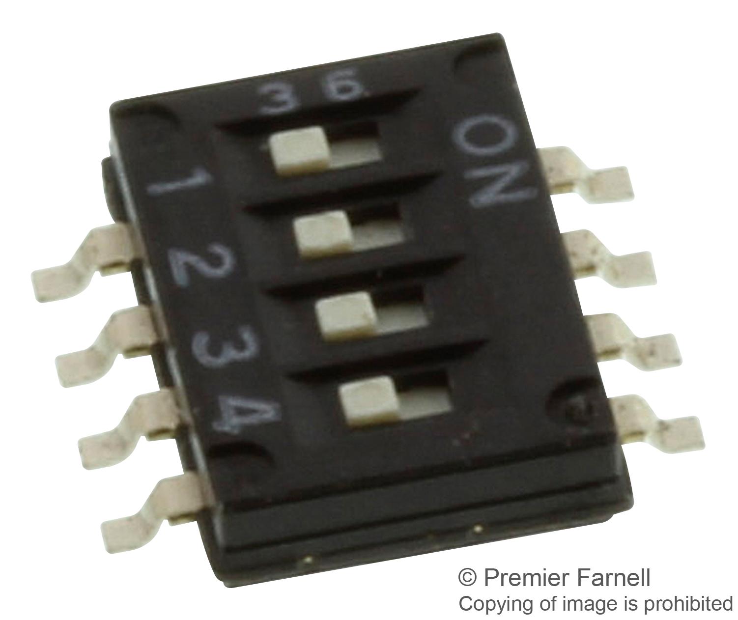 Omron Electronic Components A6Hf-4102 Dip Switch, Spst, 0.025A, 24Vdc, Smd