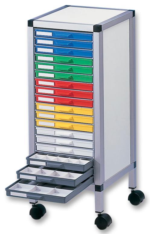 Licefa Rollboy Single 4 Cabinet, 18Drawer, W/castors