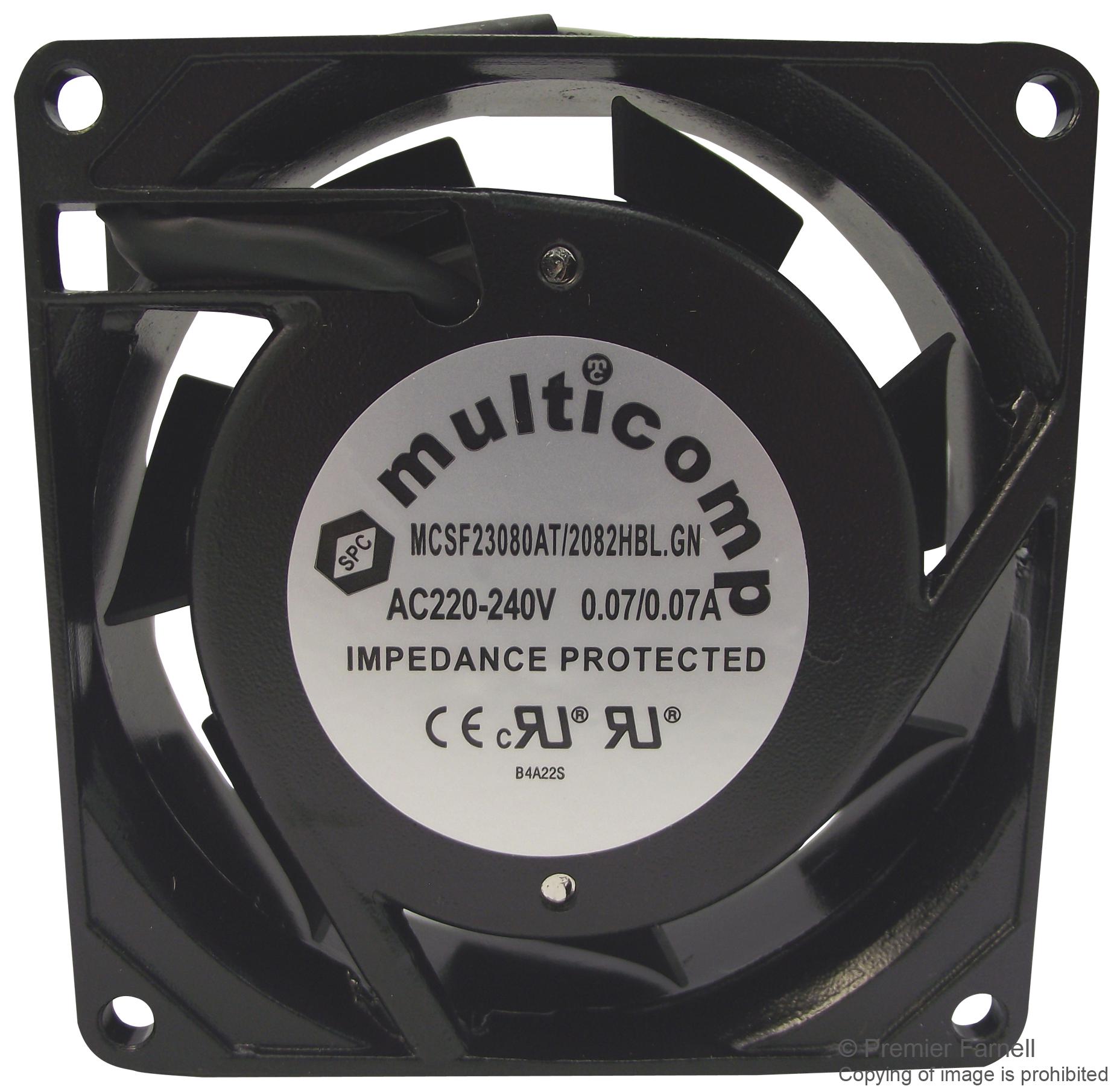 Multicomp Sf23080At/2082Hbl.gn Fan, 80Mm, 230Vac