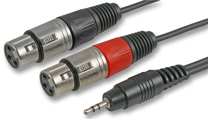 Pulse Pls00297 Av Lead, 3.5Mm 3P To 2X Xlr Skts, 1M