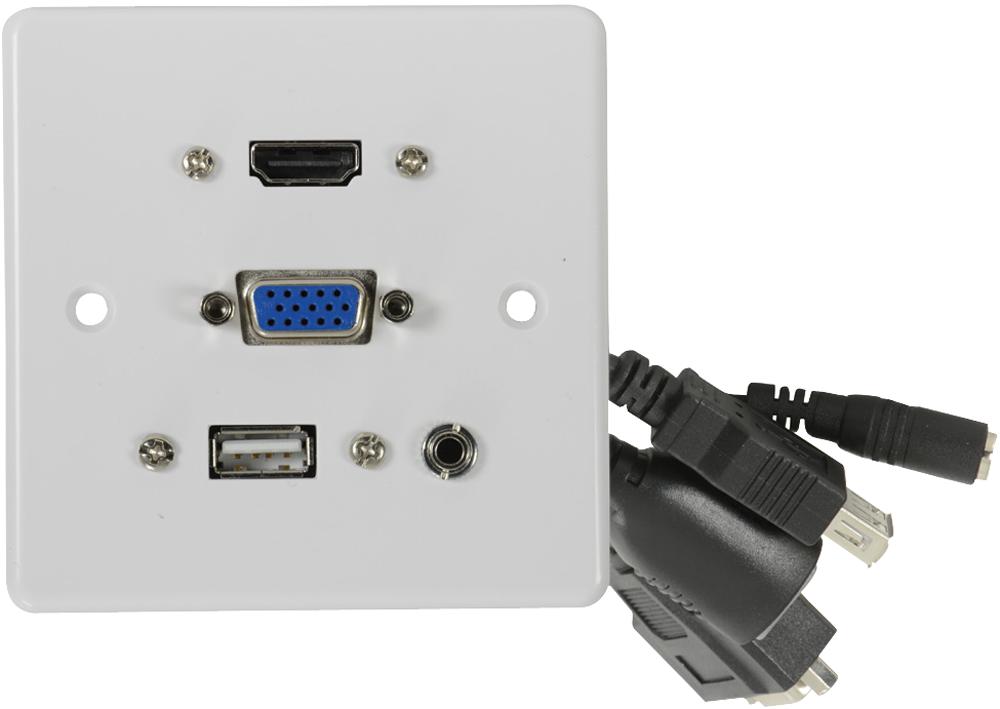 Av:link 122.395Uk Wallplate, Hdmi/vga/3.5Mm/usb