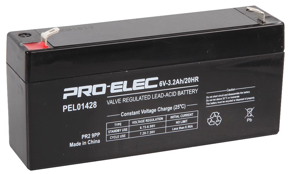 Pro Elec Pel01428 Battery,lead Acid,3.2Ah,6V