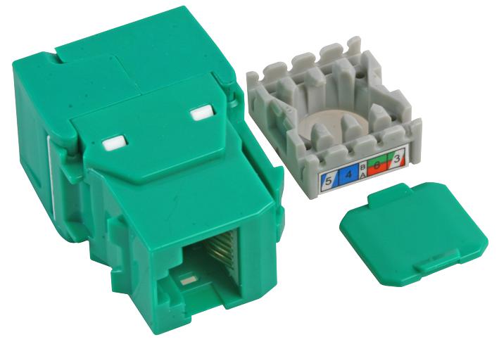 Tuk Skfgn Modular, Rj45, Rcpt, Cat6, 8P8C, Green