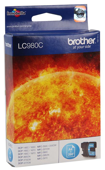 Brother Lc980C Ink Cartridge, Lc980C, Cyan, Original