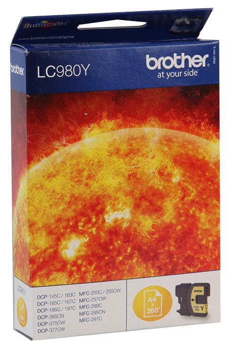 Brother Lc980Y Ink Cartridge, Lc980Y, Yellow, Original