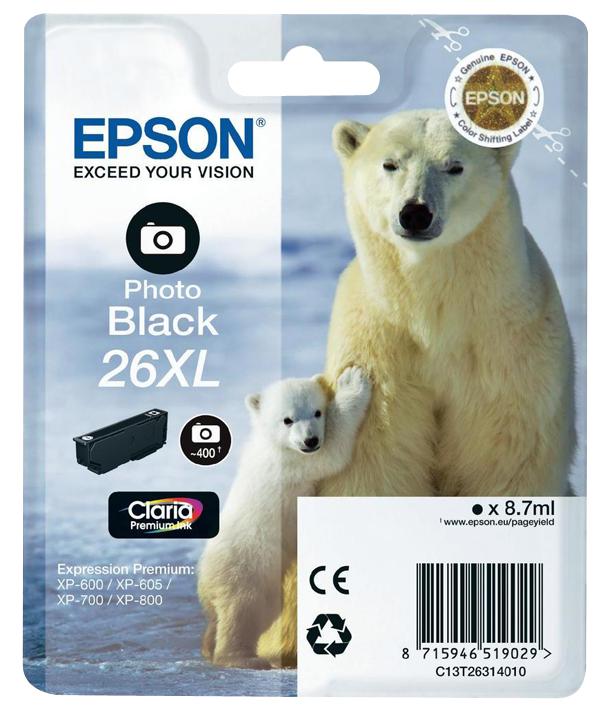 Epson C13T26314010 Ink Cartridge, T2631, Photo Bk Xl, Epson