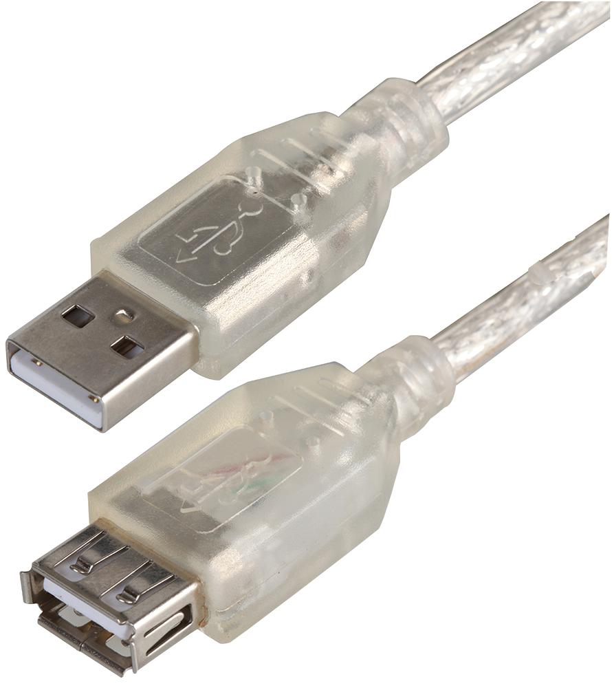 Pro Signal Psg91446 Lead,usb2.0 A Male - A Female, Clear 5M