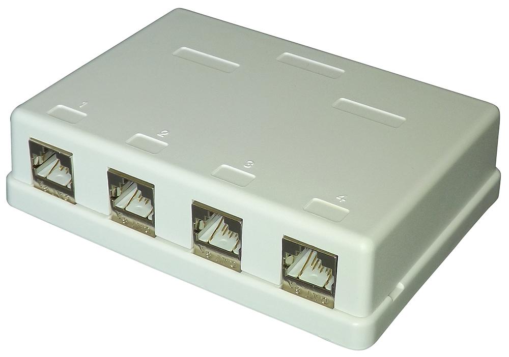 Tuk Sgkh4 Cat 6A Surface Mount Socket, 4 Port