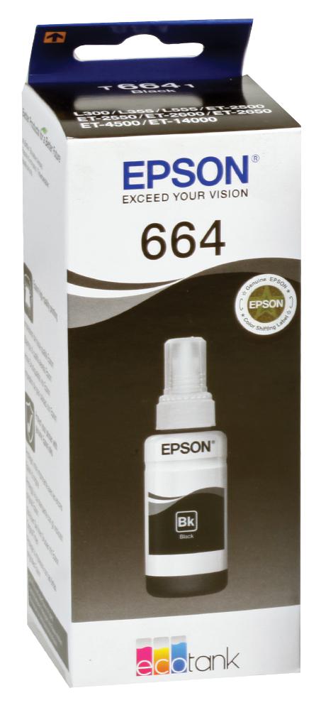 Epson C13T664140 Ink Cart, T6641 Ecotank Refill, Black