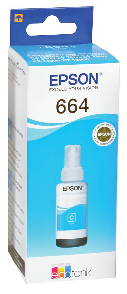 Epson C13T664240 Ink Cart, T6642 Ecotank Refill, Cyan