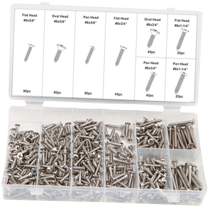 Duratool D01886 Countersunk Screw Assortment, Ss, 420Pcs