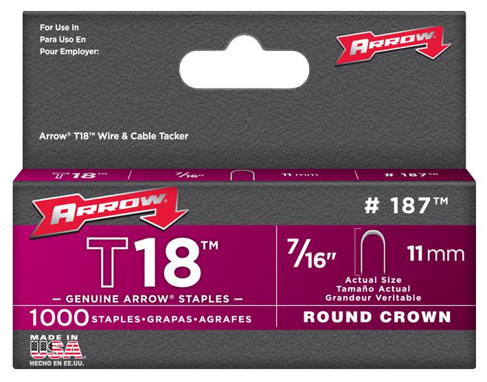 Arrow Fastener T18S-716. Staples, 11Mm  (Pk 1000)