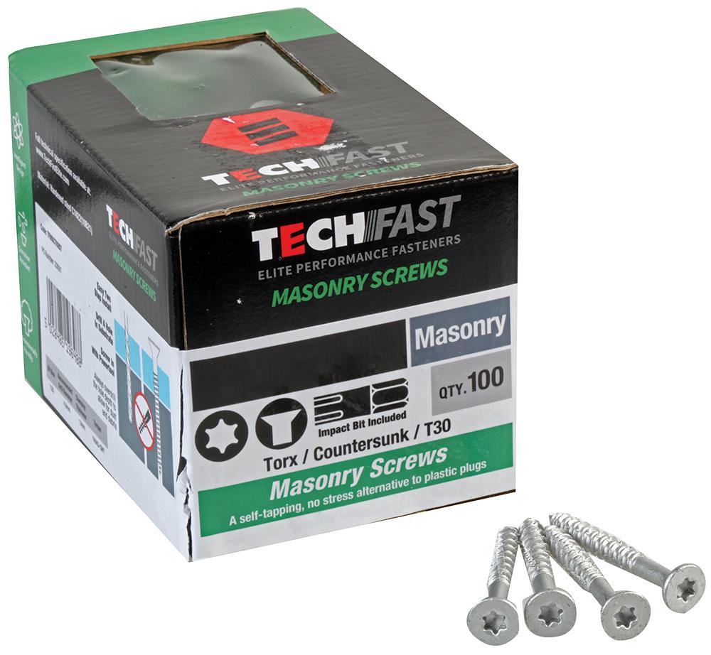 Techfast Tfmsct63127 Masonry Screw C/sunk 6.3X127Mm Pk100