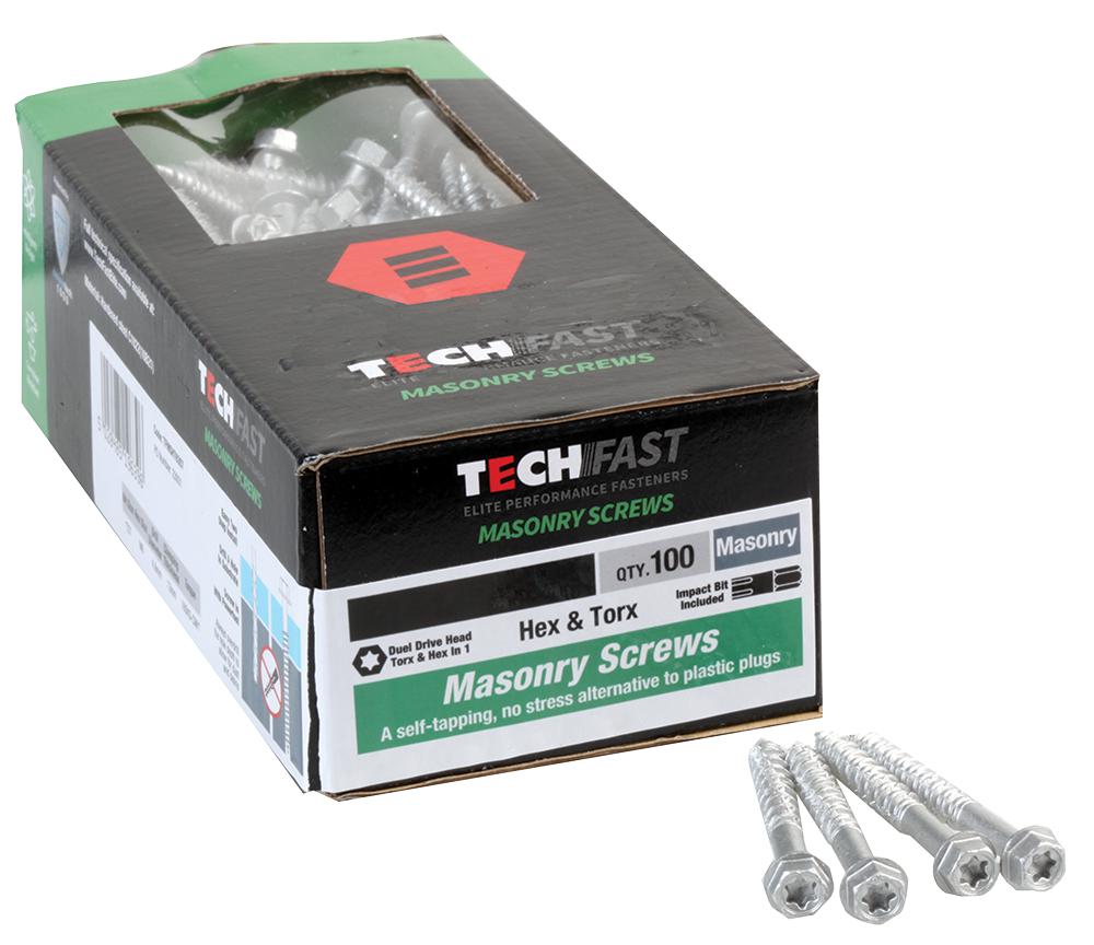 Techfast Tfmsht6382 Masonry Screw Hex 6.3X82Mm Pk100