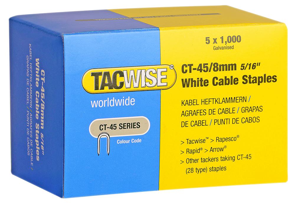 Tacwise Plc 0980 Ct45 Cable Galvanised Staples White 8Mm