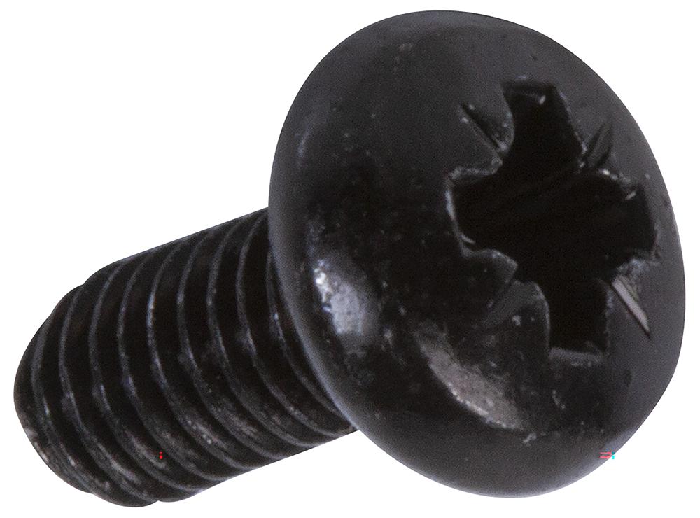 Tr Fastenings M36 Prstmcb100- Screw, Pozi Pan, Steel, Blk, M3X6, Pk100