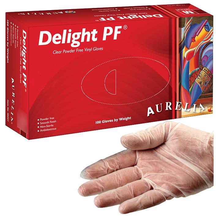 Aurelia 38228 Vinyl Gloves, Powder Free, Clr, L, Pk100