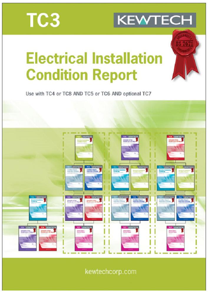 Kewtech Tc3 Report Book, Installations Up To 100A