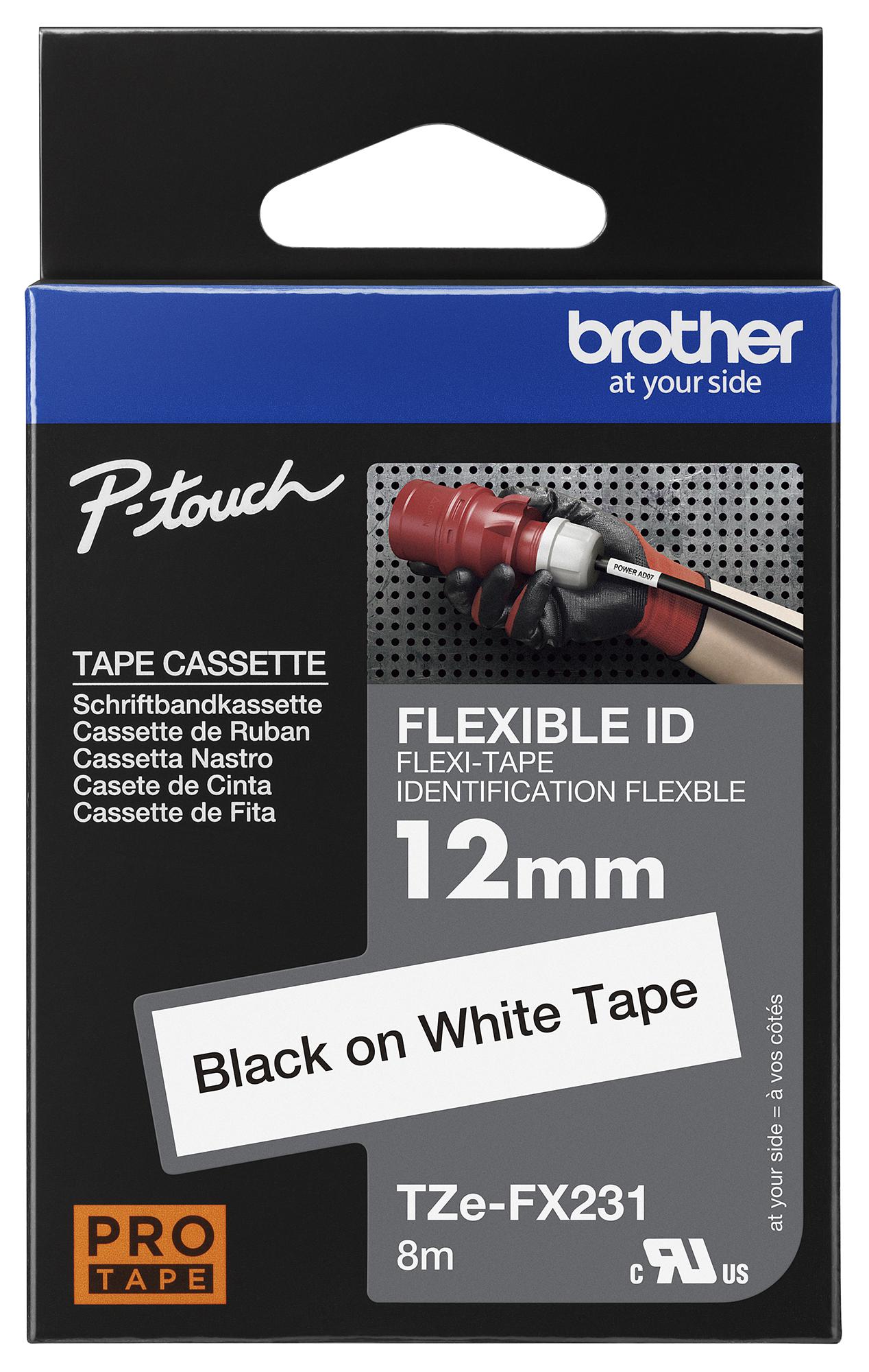 Brother Tzefx231 Pet Film Tape, Adhesive, Black On White