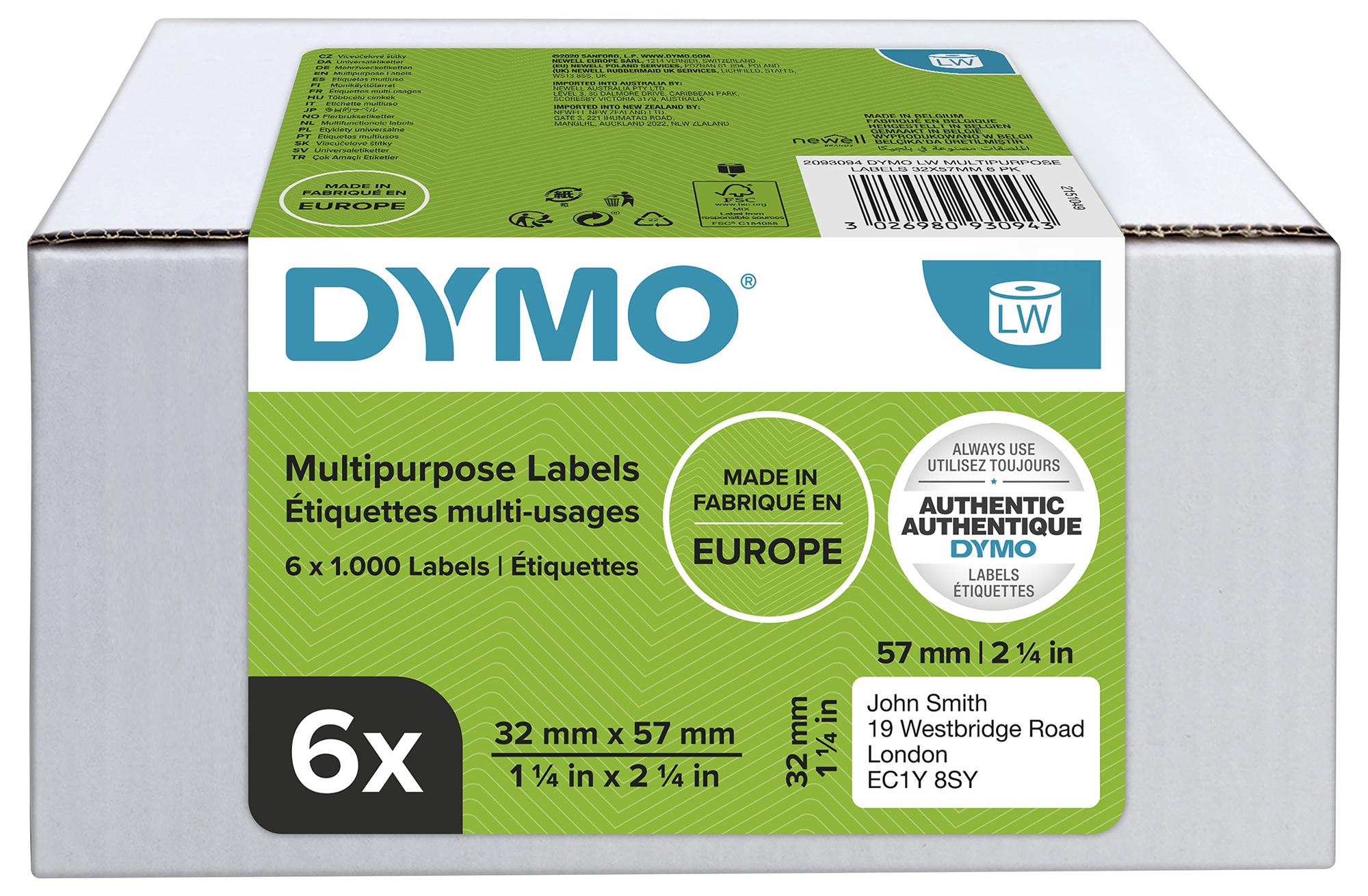 Dymo 2093094 Label, Paper, 57Mm X 32Mm