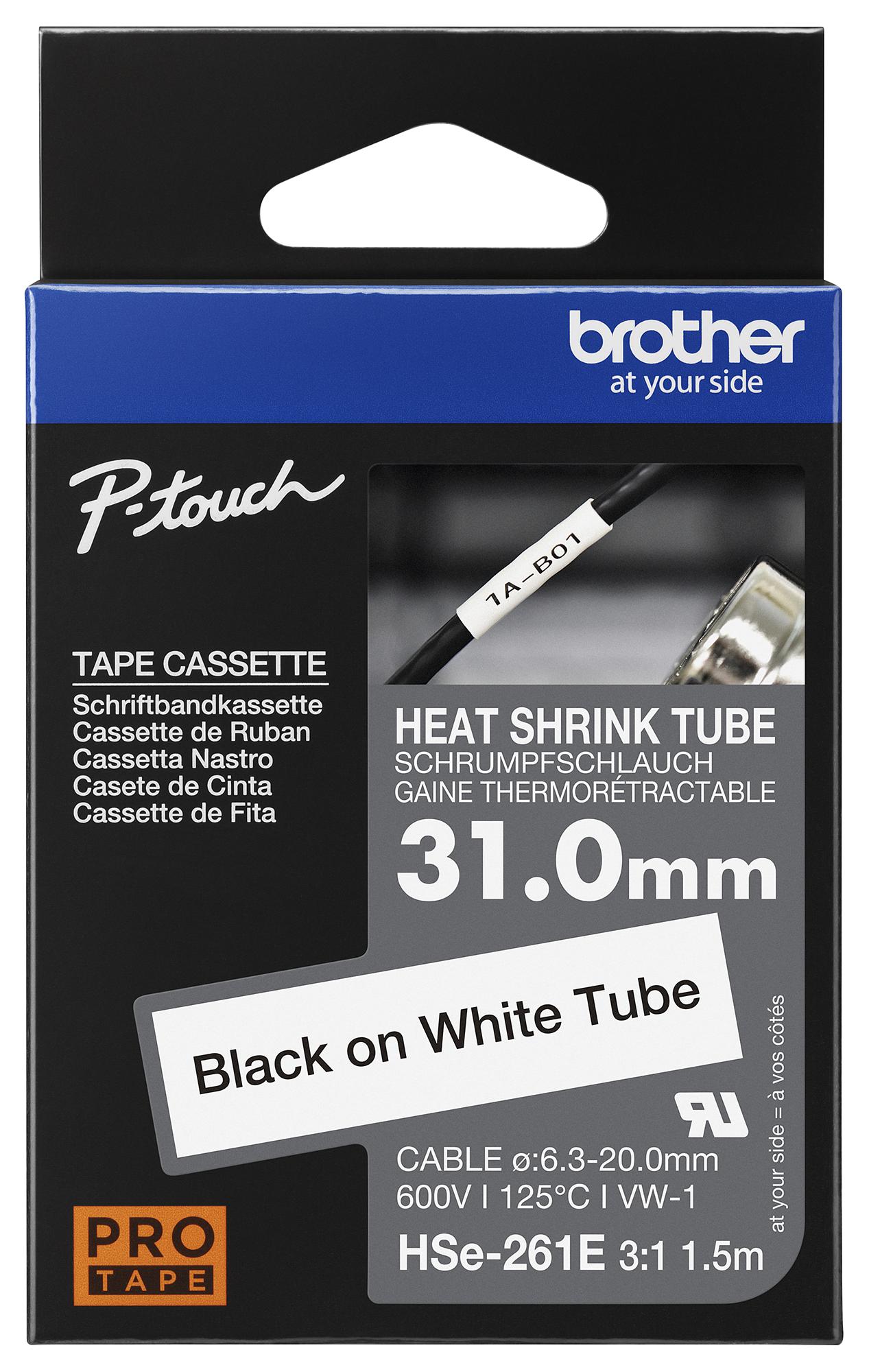 Brother Hse261E Wire Marker, Blk On Wht, 1.5Mx31Mm