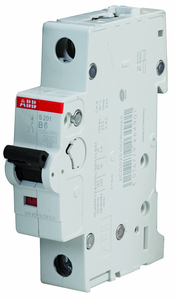 Abb S201-B6 Circuit Breaker, Thermal Mag, 1 Pole