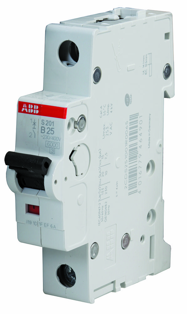 Abb S201-B25 Circuit Breaker, Thermal Mag, 1 Pole