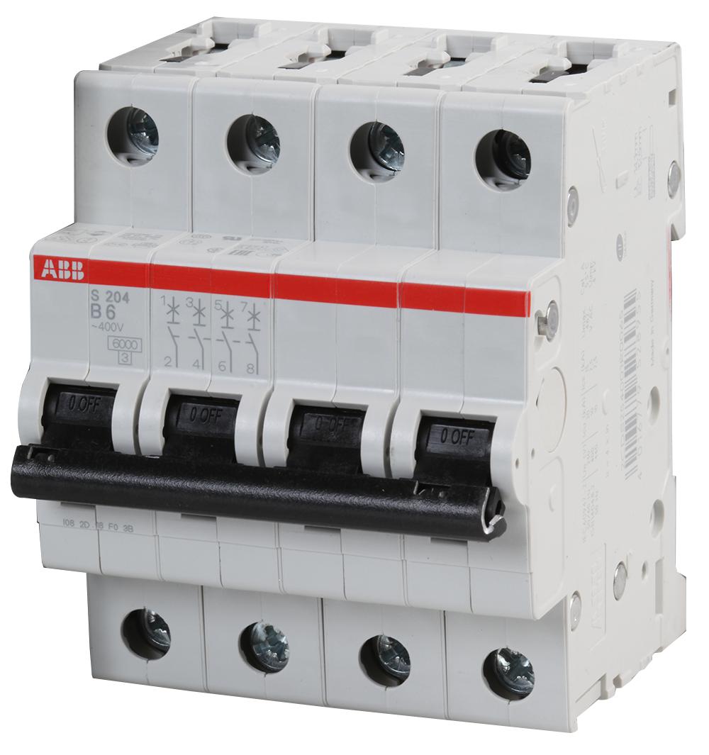 Abb 2Cds254001R0065 Circuit Breaker, Thermal Mag, 4 Pole