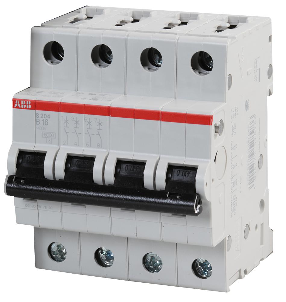 Abb 2Cds254001R0165 Circuit Breaker, Thermal Mag, 4 Pole